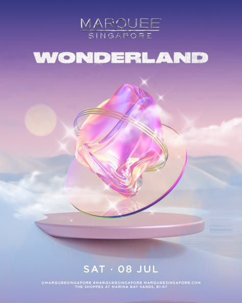 Marquee Wonderland | Marquee Singapore Beauty Event Poster, Wonderland Graphic Design, Cover Album Design, Fancy Poster, Wonderland Background, Market Aesthetic, Induction Ceremony, Wedding Marquee, Photoshop Tutorial Typography