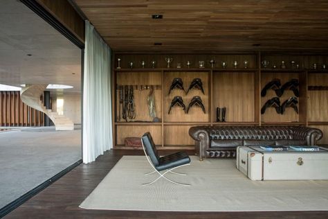 Nacho Figueras Stables, Grazing Horse, Nacho Figueras, Horse Tack Rooms, Tack Rooms, Modern Shed, Stables Design, Dream Barn, Tack Room