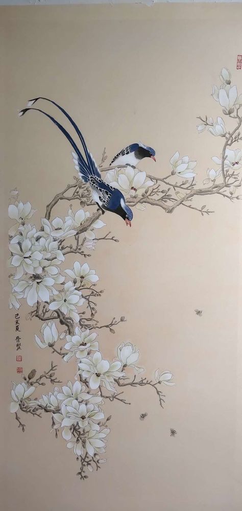 Chinese Painting Traditional, Chinese Painting Flowers, Chinese Flowers, Asian Artwork, Chinese Folk Art, Asian Flowers, Japan Painting, Chinese Art Painting, Ancient Chinese Art