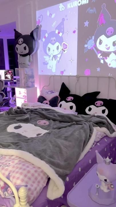 Kuromi Bedroom, Sanrio Bedroom, Kuromi Room, Sanrio Room, Dream Bedroom Inspiration, Funny And Relatable, Hello Kitty Rooms, Room Redesign, Relatable Posts