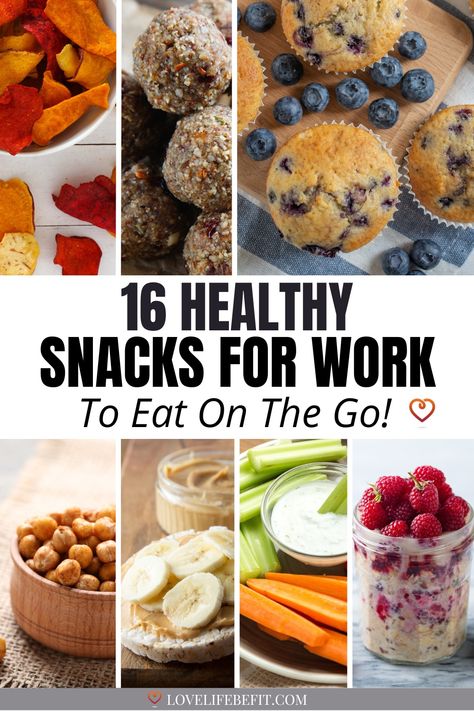 Healthy snacks for work: Keep to your weight loss goals when you're on the go with these easy heathy snacks. Meal prep snacks in advance and store at your desk - no fridge required. These high protein snacks are quick to make and will keep you full for longer throughout the day. Simple healthy snacks recipes you're going to love! Easy Grab And Go Healthy Snacks, Work Snacks For Men, Snacks That Are Good For You, Work Day Snacks, Simple Work Snacks, Healthy Snacks At Work, Healthy Snacks To Keep You Full, Work Healthy Snacks, Healthy Snacks To Pack For Work