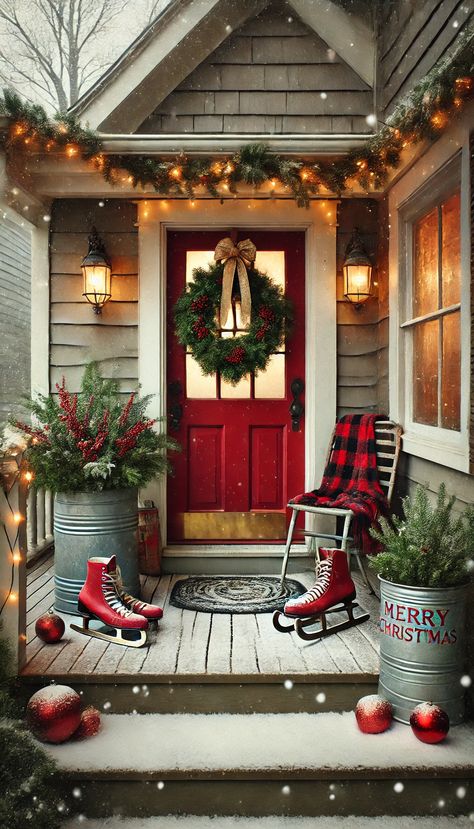 🎄 20+ Stunning Small Front Porch Christmas Decorating Ideas You’ll Absolutely Love! 🎅✨ How To Decorate A Small Porch For Christmas, Uncovered Porch Christmas Decor, Christmas Small Front Porch Ideas, Christmas Porch Bench Decorating Ideas, Christmas Front Entry Decor, Porch Xmas Decor Ideas, Front Porch Xmas Decorating Ideas, Farmhouse Porch Christmas Decor, Small Christmas Porch