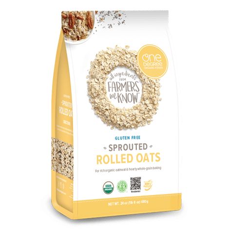 Sprouted Rolled Oats Cooking Directions - One Degree Organics Sprouted Rolled Oats, Sprouted Oats, Rolled Oats Recipe, Healthy Cereal Breakfast, Organic Breakfast, Granola Breakfast, Quick Oats, Gluten Free Oats, Oats Recipes