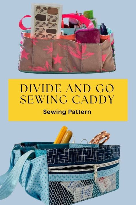 The Divide & Go Sewing Caddy is the perfect way to organize all of your supplies, from sewing supplies to makeup/skincare items, small knick-knacks or Caddy Sewing Pattern, Sewing Caddy, Skincare Items, Sew Bags, Bags Sewing, Sewing Equipment, Small Sewing, Modern Bag, Tote Bags Sewing