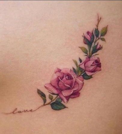 Small Rose Tattoos For Women, Watercolor Rose Tattoo, Pink Rose Tattoo, Rose Vine Tattoos, Purple Rose Tattoos, Tattoo Over Scar, Watercolor Rose Tattoos, Purple Tattoos, Pink Rose Tattoos