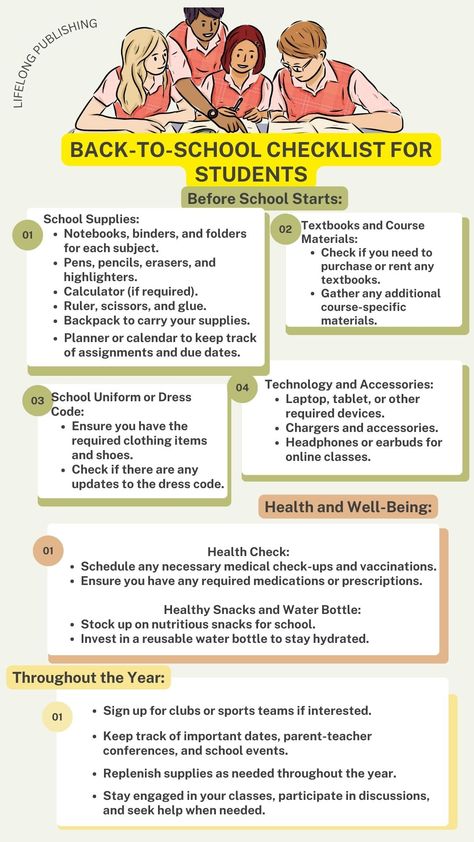 Here's a back-to-school checklist for students to help them prepare for the upcoming school year. //Back To School Guide //School Tips //Education #SchoolGoals #StudentAesthetic#SchoolChecklidt School Leadership Principal, School Guide, Back To School Checklist, School Preparation, School Prep, School Checklist, College Life Hacks, School Goals, Back To School Nails