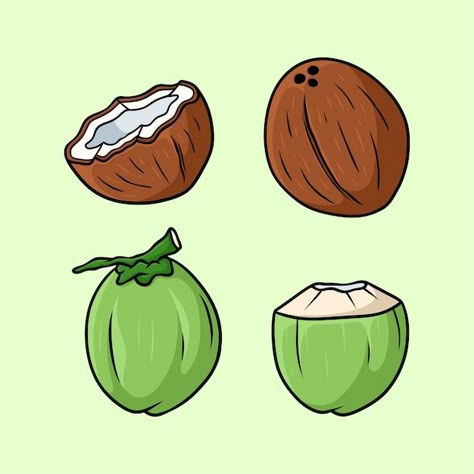 Coconut Doodle, Coconut Drawing, Coconut Illustration, Coco Aesthetic, Coco Illustration, Coconut Vector, Coconut Design, Coconut Head, Sketchbook Challenge