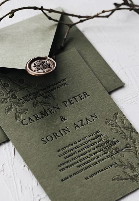 Unique Wedding Invitations Elegant, Olive Branch Wedding, Wedding Invitations Elegant, Olive Wedding, Forest Theme Wedding, Unique Wedding Cards, Vintage Lace Weddings, Wedding Green, Wedding Invitation Kits