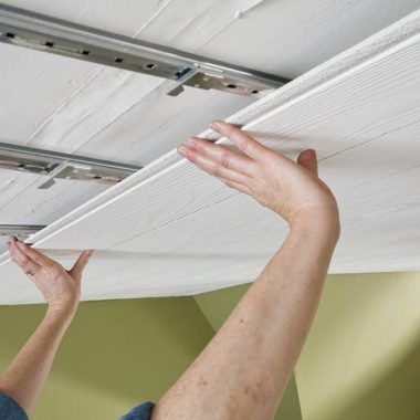 Basement Remodeling Diy, Covering Popcorn Ceiling, Installing Wainscoting, Metal Ceiling Tiles, Drywall Ceiling, Armstrong Ceiling, Tongue And Groove Ceiling, Plank Ceiling, Ceiling Grid