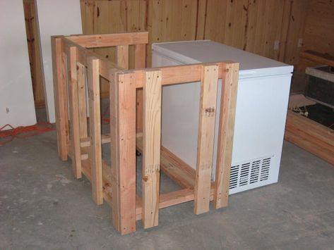 Deep Freezer Island, Hide Chest Freezer Wood, Hide Deep Freezer, Deep Freezer Kitchen Island, Hide Chest Freezer, Hide Deep Freezer In Kitchen, How To Hide A Chest Freezer, Freezer Cover Ideas, Chest Freezer Cover Ideas