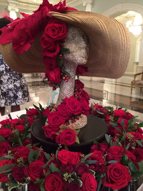 Kentucky Derby Themed Gala  Entrance centerpiece Gala Entrance, Kentucky Derby Centerpieces, Kentucky Derby Hats Diy, Derby Decorations, Kentucky Derby Decor, Kentucky Derby Party Ideas Decoration, Kentucky Derby Decorations, Kentucky Derby Party Outfit, Kentucky Derby Party Games