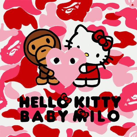 Hello kitty x bape digital art Wall Print Bedroom, Bape Art, Camo Wall, Pretty Wallpaper Ipad, Hello Kitty Baby, Iphone Lockscreen Wallpaper, Print Bedroom, Graffiti Style Art, Simple Iphone Wallpaper