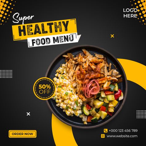 Creative Social Media Post, Food Social Media, Restaurant Social Media, Healthy Food Menu, Food Template, Desain Editorial, Food Banner, 광고 디자인, Food Menu Design