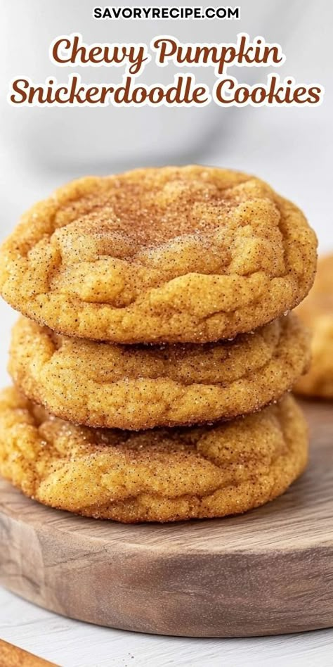 Want to impress your friends with a unique dessert? Whip up these Chewy Pumpkin Snickerdoodle Cookies that bring together the best of pumpkin spice and sugary goodness! Perfect for gatherings or cozy nights in. Save this mouthwatering recipe to your Dessert Recipes board for easy access later! Pumpkin Snickerdoodle Cookie Recipe, Snickerdoodle Cookies Recipe, Pumpkin Snickerdoodle Cookies, Snickerdoodle Cookies Easy, Pumpkin Snickerdoodles, Savory Recipe, Snickerdoodle Cookies, Snickerdoodle Cookie Recipes, Unique Desserts