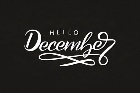 December Typography, Cute Typography, Christmas Typography, Hello December, Vector Christmas, Winter Background, Danish Style, Hand Drawn Lettering, Hello Winter