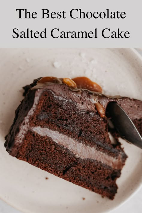 Chocolate Cake Caramel Filling, Salted Caramel Chocolate Cake Recipe, Whipped Salted Caramel Ganache, Chocolate Cake With Salted Caramel Icing, Chocolate Caramel Frosting, Dark Chocolate Caramel Cake, Salted Caramel Ganache Recipe, Salted Caramel Filling For Cake, Chocolate Cake With Caramel Filling