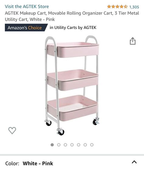 Metal Utility Cart, Lash Storage, Makeup Bathroom, Cart Organizer, Apartment Necessities, First Apartment Essentials, Room Organization Bedroom, Girly Apartments, Girly Apartment Decor