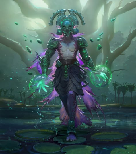 ArtStation - Magic the Gathering - Merfolk Shaper, Alex Konstad Simic Hybrid, Alex Konstad, Monsters Dnd, Interesting Characters, Character Styles, Mtg Art, 다크 판타지, Alternative Art, Fantasy Races