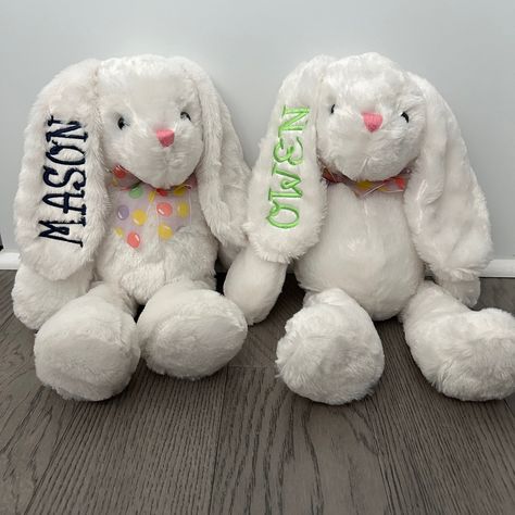 Monogrammed Bunny Easter Basket Gifts, Rabbit Stuffed Animal, Gifts For Boy, Embroidered Bunny, Custom Stuffed Animal, Basket Gifts, Kids Easter Basket, Stuffed Bunny, Easter Bunny Plush