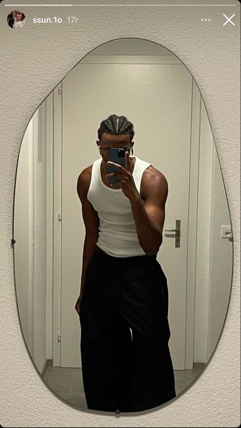 White And Black Outfits Men, Black Boy Aesthetic Outfit, Men Mirror Pics, Mirror Selfie Aesthetic Boy, Black Men Aesthetic, Mirror Selfie Men, Mens Spring Fashion Outfits, Boys Aesthetic Outfits, Mens Fashion Week Street Style