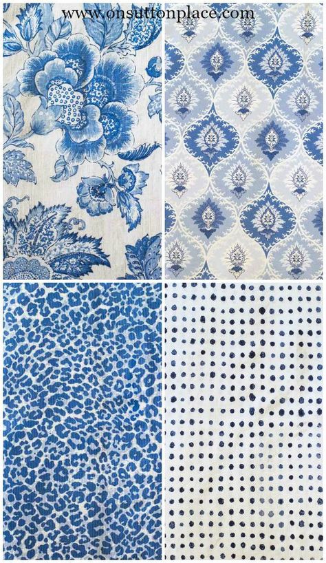 5 Tips for Mixing Fabric Patterns | Tips and tricks from a DIY decorator that are super easy. Get the look you see in magazines all on your own! Mixing Fabrics Patterns, Blue Fabric Pattern, Mixing Colours, Print Mixing, Mixing Patterns, White Lace Fabric, Choosing Fabric, Blue And White Fabric, Sutton Place