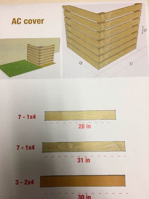 How to Make a AC Unit Cover – DIY AC Unit Cover | Carefully Clever Ac Wood Cover, Ac Cover Outdoor Diy, How To Decorate Shed Exterior, Landscape Around Ac Unit Ideas, Ac Unit Cover Outdoor Diy Pallet, Hvac Unit Cover, Covering Ac Unit Outdoor, Air Unit Cover Ideas, Diy Air Conditioner Cover Outdoor