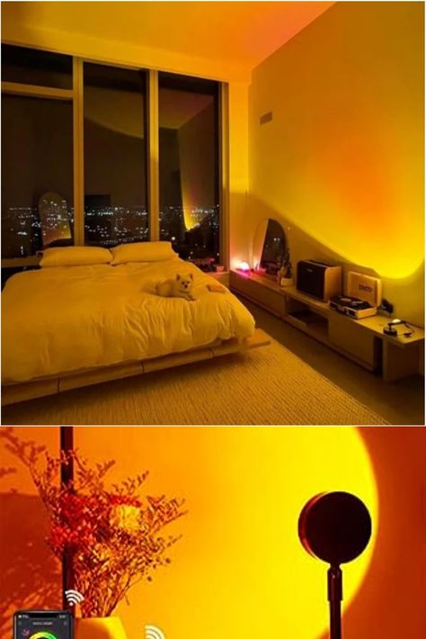 Sunset Lamp Projector Led Lights with APP Remote, 16 Colors Night Light 360° Rotation Rainbow Lights Sunset Light Projection Lamp for Aesthetic Room Decor and Bedroom Decor Gifts for Women Lamp Projector, Rainbow Lights, Light Projection, Sunset Lamp, Projection Lamp, Sunset Light, Rainbow Light, Decor Aesthetic, Led Pendant Lights