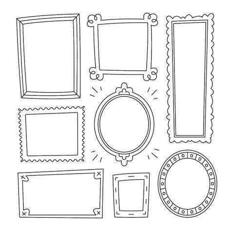 Hand drawn style doodle frame set | Free Vector #Freepik #freevector #ornament #frames #hand-drawn #doodle Diy Chalkboard Frame, Doodle Frame, Doodle Frames, Drawing Frames, Art Folder, Frame Collection, Borders And Frames, Ornament Frame, Frame Template