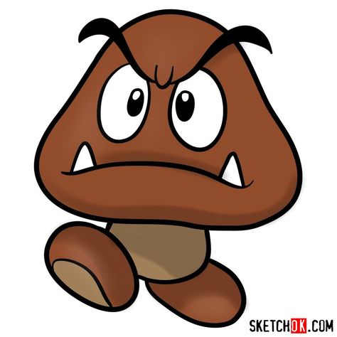 How to draw Goomba from Super Mario games Super Mario Clipart, Goomba Drawing, Mario Villains, Super Mario Room, Mario E Luigi, Super Mario Bros Party, Super Mario Games, Mario Bros Birthday, Sticker Tattoo