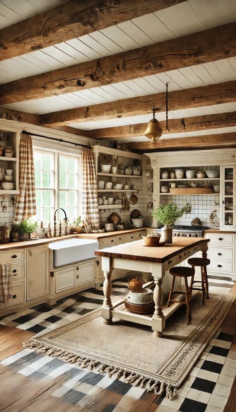 Antique Cottage Kitchen, Farmhouse Primitive Kitchen, Country Design Interior, Cottage Farm Kitchen, Rustic Cottage Decor Ideas, Old Farmhouse Kitchen Rustic, Country Chic Aesthetic, Country Living Aesthetic, Country Kitchen Decorating Ideas