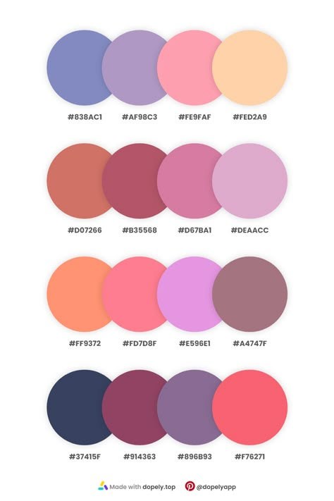 4 Colour Combinations, 4 Color Combinations Colour Palettes, Canva Color Combinations, Colors That Go Together, Four Color Palette, All Color Palette, Cute Color Combinations, Good Color Combos, 4 Color Combinations