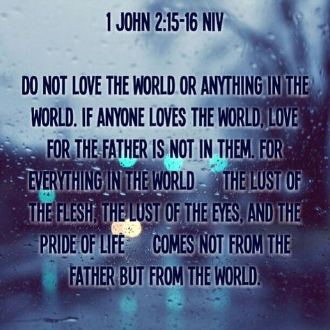 The daily word. Good morning all. As we love Christ we should not love anything in this world more then him. If we do love, lust for anyone or thing we don't love in and his not in us. What in this world can give you peace when walking in the rain or when you are at rock bottom show you hope. Nothing can... it might last for a day or two. But his love is everlasting. The pride and lust is not of GOD but the world. Leave it and come to Christ he has hope for you no matter your age or color. He ca Good Morning All, Christmas Bible, Walking In The Rain, Daily Word, Dont Love, Do Love, In The Flesh, Bible Scriptures, Great Quotes