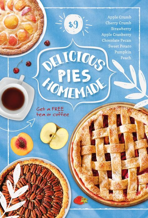 Delicious Homemade Pie Free Flyer Template - https://freepsdflyer.com/delicious-homemade-pie-free-flyer-template/ Enjoy downloading the Delicious Homemade Pie Free Flyer Template created by Bestofflyers!   #Bakery, #Bistro, #Cafe, #Cakes, #Fastfood, #Food, #Restaurant, #Special Apple Crumb, Free Psd Flyer Templates, Food Cartoon, How To Make Sandwich, Free Flyer Templates, Chocolate Pecan, Food Wallpaper, Free Tea, Food Poster Design