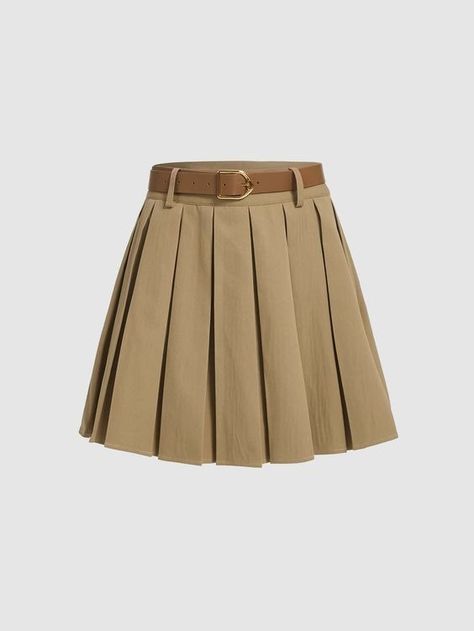 Belted Skirt, School Skirt, Khaki Skirt, Women Skirts, Skirt Belt, Skirts Online, Really Cute Outfits, Cute Skirts, Casual Style Outfits