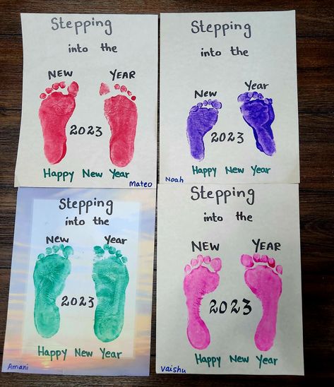 New Year’s Eve Infant Crafts, New Year Infant Activities, New Year Craft For Babies, Infant Crafts For January, Happy New Year Toddler Crafts, New Years Crafts For Toddlers 2024, New Year Craft Toddler, New Year Daycare Craft, New Years Activities For Infants