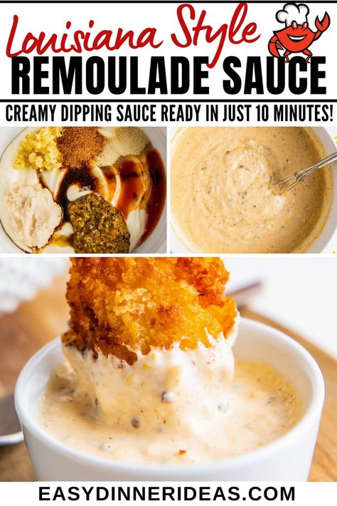 This homemade remoulade sauce recipe is a Louisiana style sauce perfect for dipping all your favorite fried foods in. Using kitchen staple ingredients, this easy cajun sauce only takes 10 minutes to whip together! Remoulade Sauce Recipe Easy, Papadeaux Recipes, Remoulade Sauce Recipe, Creamy Cajun Sauce, Grilled Okra, Veggie Pasta Recipes, Creamy Dipping Sauce, Canned Salmon Recipes, Easy Cajun