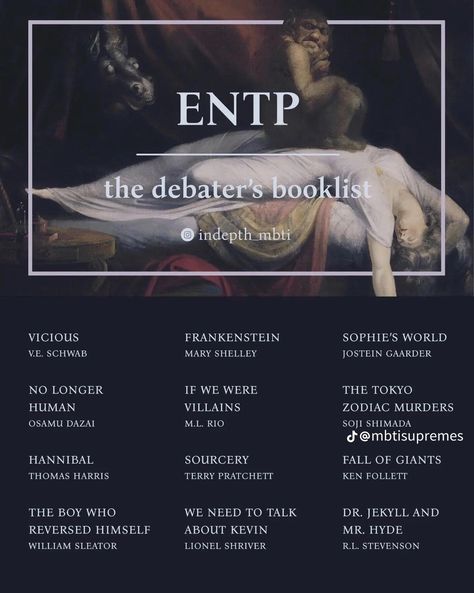 Mbti Literature, Books To Read For Intp, Entp Movie List, Mbti Booklist, Entp Booklist, Books For Intp, Infj Booklist, Entp Personality Type, Unread Books