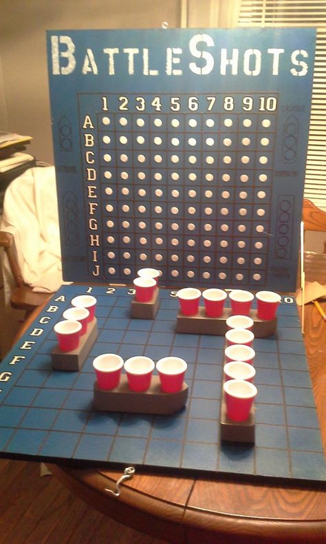 DIY BattleShots 22" x 22" MD4 boards, hinges, wooden boats, handle, and latch to keep closed Battle Shots, Drinking Board Games, Board Games Diy, Drinking Games For Parties, Fun Drinking Games, Bar Games, Adult Halloween Party, Fun Party Games, Halloween Party Games