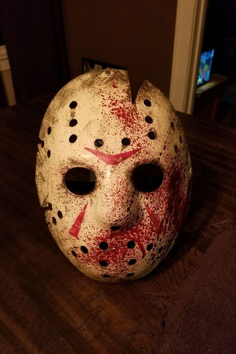 A few Jason masks I have reworked. I originally bought cheap masks online or from my local Halloween store. Then I cut, sanded, and repainted them. #fridaythe13th #jason #mask #paint Cheap Masks, Jason Mask, Halloween Store, Halloween Stuff, Diy Mask, Halloween Face Makeup, Mask, Paint, Halloween