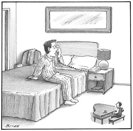 My entry in this week's The New Yorker cartoon caption contest #429, May 26, 2014. My Caption ------ "The Sharper Image was out of white noise machines - besides, he takes requests and never plays anything from "Cats"." Cartoons Funny, White Noise Machines, Spoke Art, New Yorker Cartoons, Good Morning Funny, Hotel Bed, The New Yorker, Funny Cartoons, Bones Funny