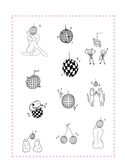 Disco Ball Outline Tattoo, Disco Ball Flash Tattoo, Mini Disco Ball Tattoo, Fine Line Disco Ball Tattoo, Small Disco Ball Tattoo, Disco Cherry Tattoo, Tiny Disco Ball Tattoo, Maybe Tattoo, Tiny Flash Tattoo