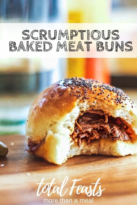 This baked meat buns recipe is brilliant for a family gathering. Tender beef baked inside a homemade bun. Meat Buns Recipe, Meat Buns, Baked Meat, Meat Bun, Homemade Buns, Bacon Fries, Buns Recipe, Slow Cooked Beef, Bread Bun