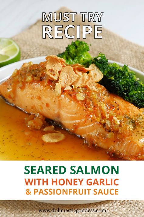 Passion Fruit Sauce For Fish, Passionfruit Sauce, Passion Fruit Sauce, Salmon With Honey, Sauce For Fish, Western Recipes, Honey Salmon, Fruit Sauce, Seafood Recipe