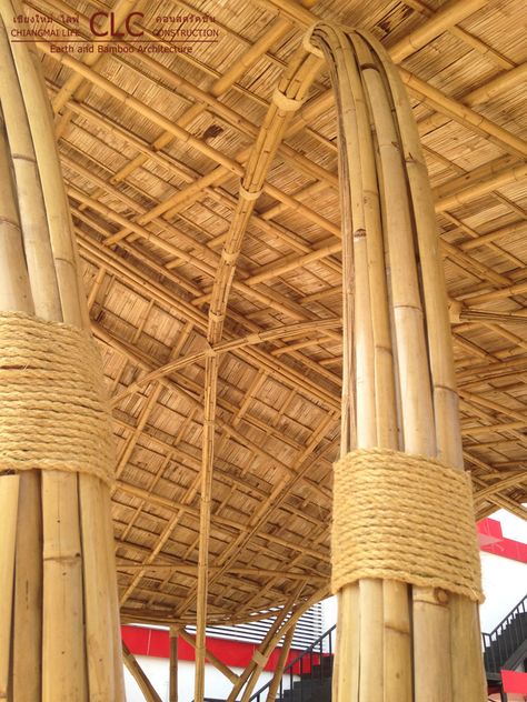 Bamboo Gates Sustainability Architecture, Diy Projects Wood, Earth Architecture, Wood Working Ideas, Bamboo Roof, Bamboo Building, Casa Cook, Bamboo House Design, Timber Architecture