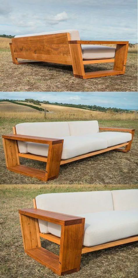 The World's Largest Collection of 16,000 Woodworking Plans! #woodworkingplans #woodworkingprojects #easywoodworkingprojects #woodworkingtools #woodworkingtips #woodworkingforbeginners #woodworkingbooks #woodworkingideas Wood Frame Couch, Homemade Sofa, Outdoor Sofa Diy, Wooden Couch, Wooden Sofa Set Designs, Wooden Sofa Designs, Pallet Sofa, Wooden Sofa Set, Free Woodworking Plans