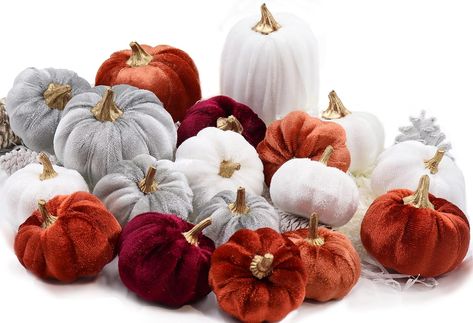 Velvet Pumpkins, 18 PCS Fall Table Decorations Fake Pumpkins, Thanksgiving Wedding, Table Centerpiece Decorations, Artificial Pumpkins, Foam Pumpkins, Harvest Thanksgiving, Faux Pumpkins, Pumpkin Fall Decor, Fall Table Decor