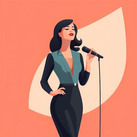 Photo minimalist flat vector style a sty... | Premium Photo #Freepik #photo Singer Illustration, Minimalist Flat, Artist Illustration, Music Artist, Flat Vector, Vector Artwork, Female Singers, Flat Design, Premium Photo