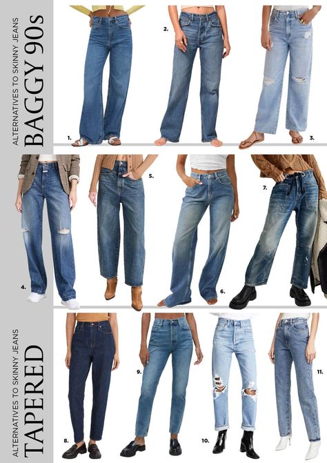 Casual Jeans With Tapered Leg, No Pockets, Taper Jeans Outfit, Vintage Tapered Leg Jeans For Fall, 90s Inspired High-rise Fitted Jeans, Trendy Non-stretch Tapered Leg Jeans, Trendy Non-stretch Tapered Jeans, Jeans Alternative, Mid Rise Jeans Outfit, Ankle Jeans Outfit