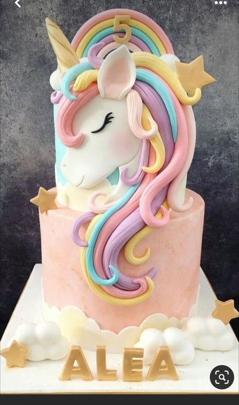 Unicorn Cakes For Girls Birthday, Tort Unicorn, Cute Unicorn Cake, Unicorn Cake Design, Unicorn Birthday Party Cake, His 30th Birthday, 4de Verjaardag, Rainbow Unicorn Cake, 5th Birthday Cake