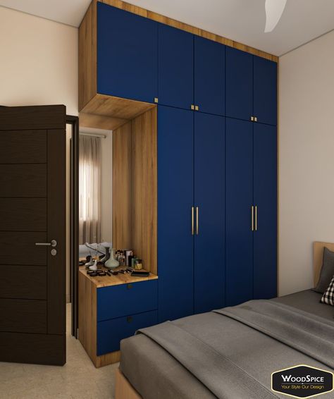 Cubords Colour Ideas Bedroom, Wardrobe Colours Bedroom, 4 Door Wardrobe Design, Cupboard Colours, Bedroom Cupboard Ideas, Blue Wardrobe, Pretty Door, Cupboard Colors, Outfit Closet